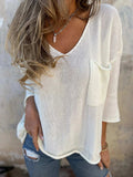 Full Size Casual V-Neck Knit Sweater Plus Size - Trendsi - Flyclothing LLC