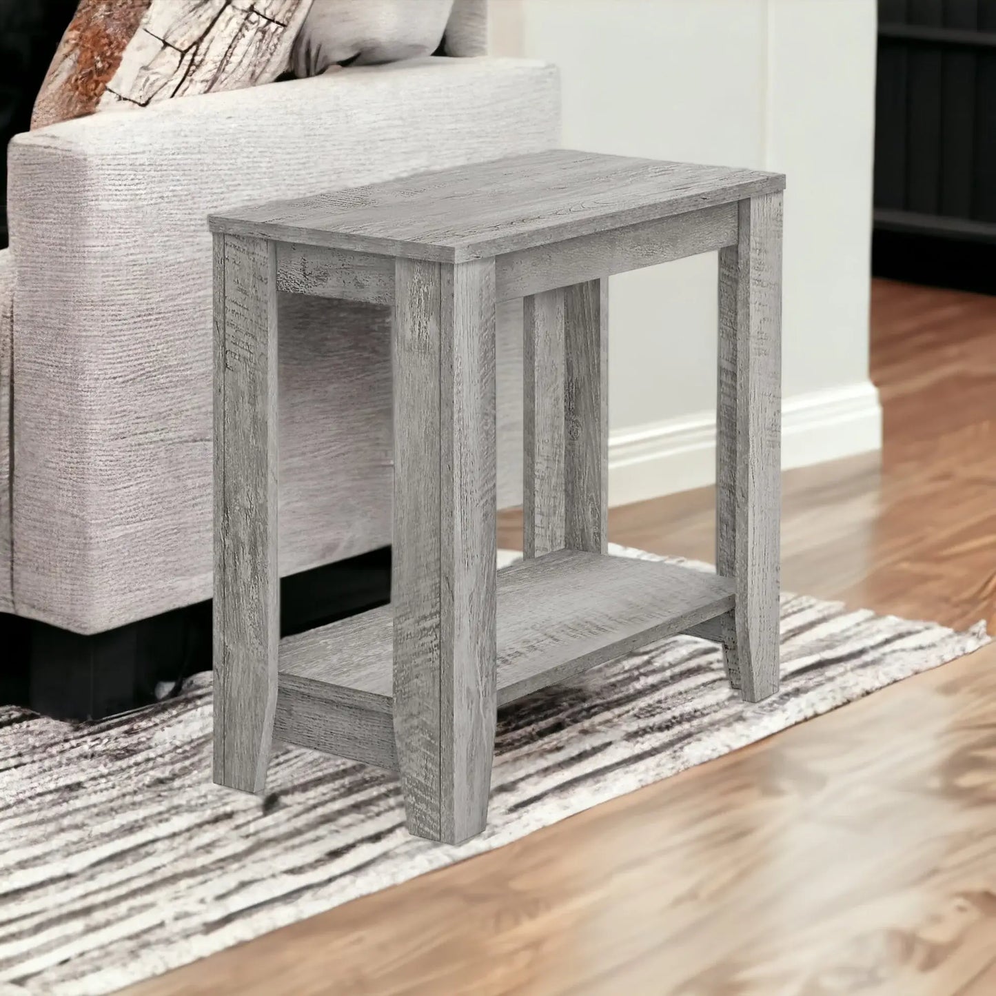 22" Gray Wood End Table With Shelf - Homeroots - Flyclothing LLC