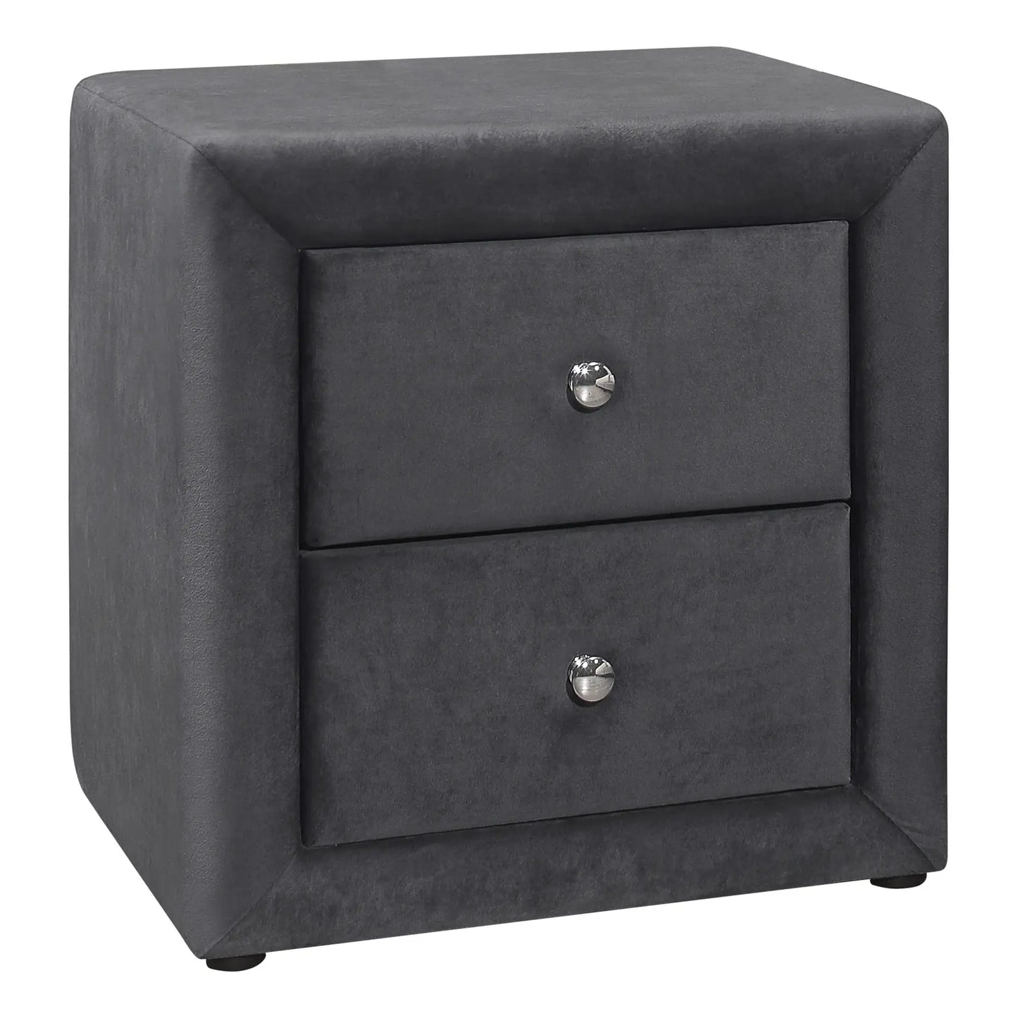 21" Dark Gray Velvet Two Drawer Nightstand - Homeroots - Flyclothing LLC
