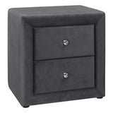 21" Dark Gray Velvet Two Drawer Nightstand - Homeroots - Flyclothing LLC