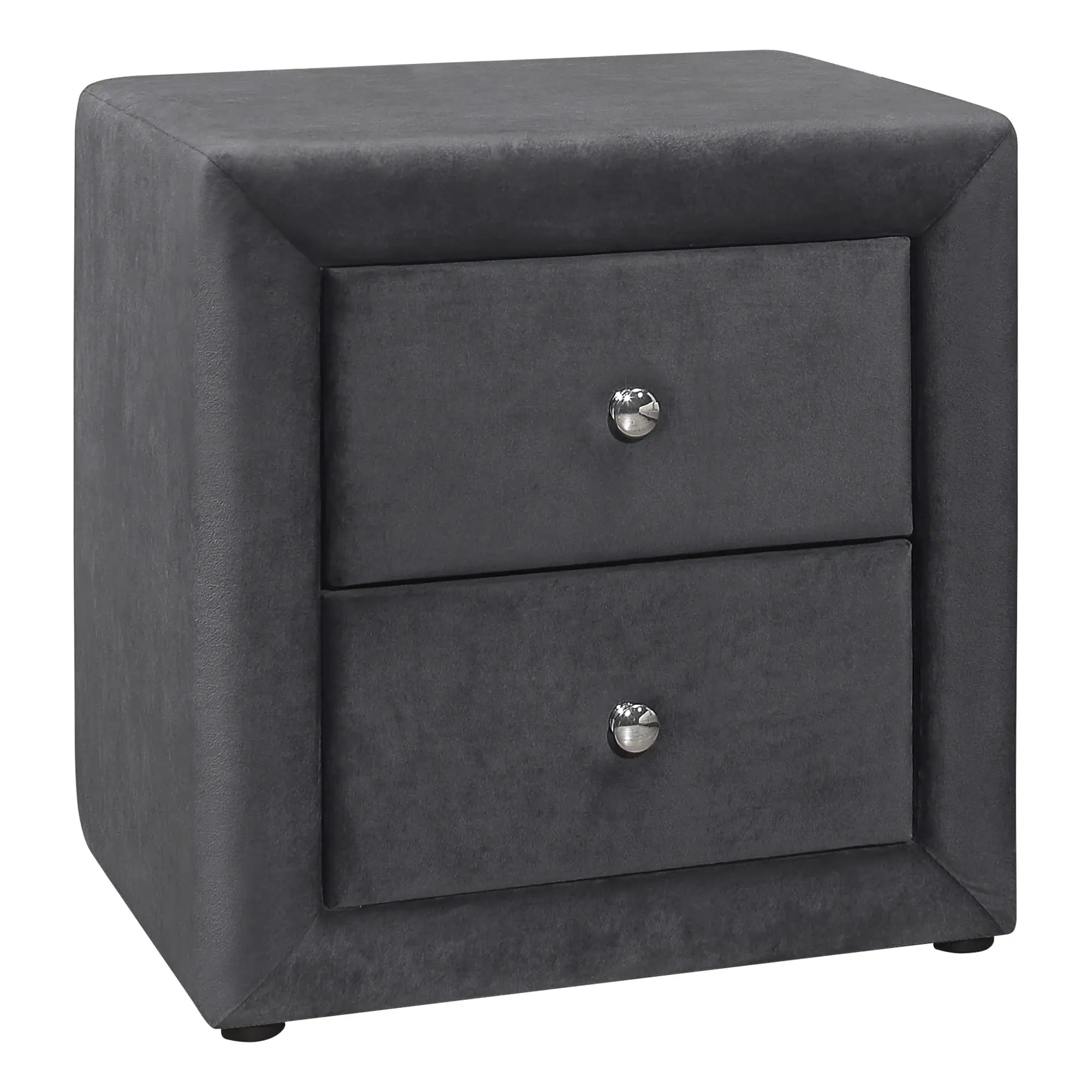 21" Dark Gray Velvet Two Drawer Nightstand - Homeroots - Flyclothing LLC
