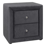 21" Dark Gray Wood Two Drawer Nightstand