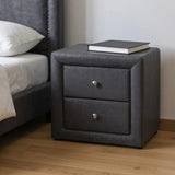 21" Dark Gray Velvet Two Drawer Nightstand - Homeroots - Flyclothing LLC