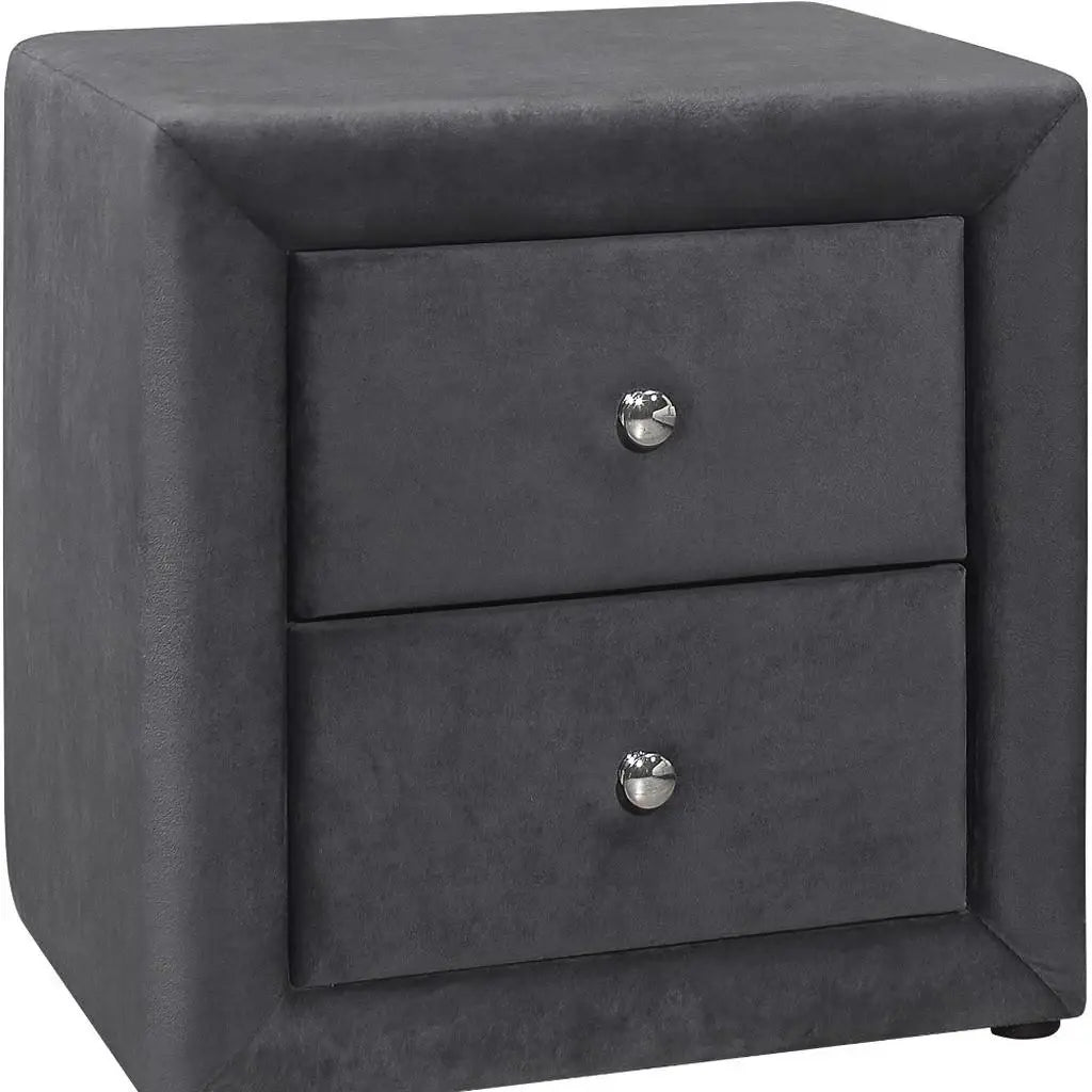 21" Dark Gray Velvet Two Drawer Nightstand - Homeroots - Flyclothing LLC