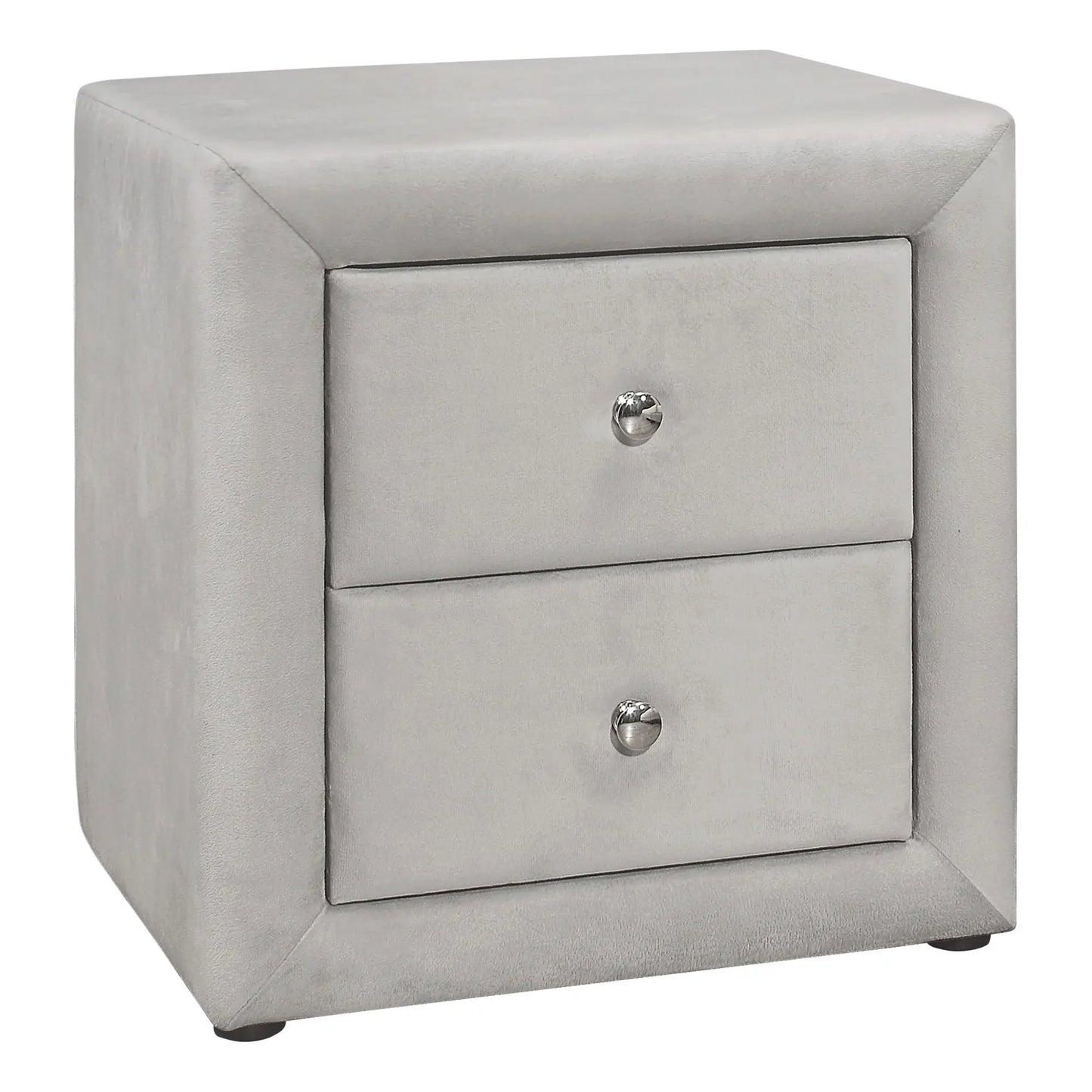 21" Light Gray Velvet Two Drawer Nightstand - Homeroots - Flyclothing LLC