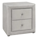 21" Light Gray Velvet Two Drawer Nightstand - Homeroots - Flyclothing LLC