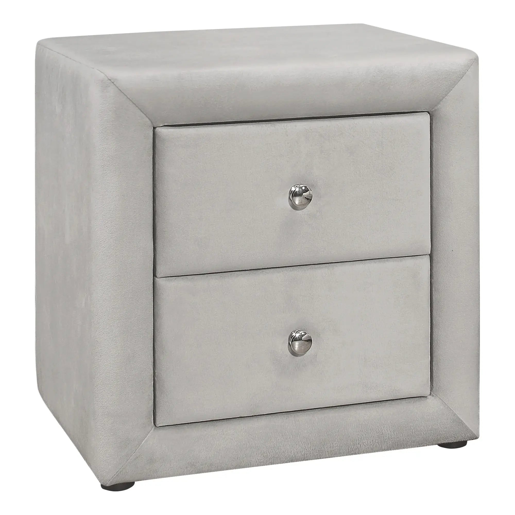 21" Light Gray Velvet Two Drawer Nightstand - Homeroots - Flyclothing LLC