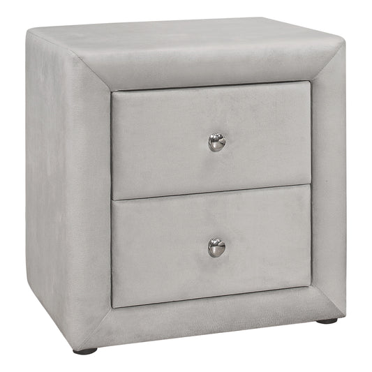 21" Light Gray Wood Two Drawer Nightstand