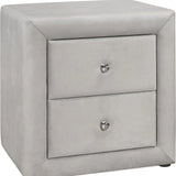 21" Light Gray Velvet Two Drawer Nightstand - Homeroots - Flyclothing LLC