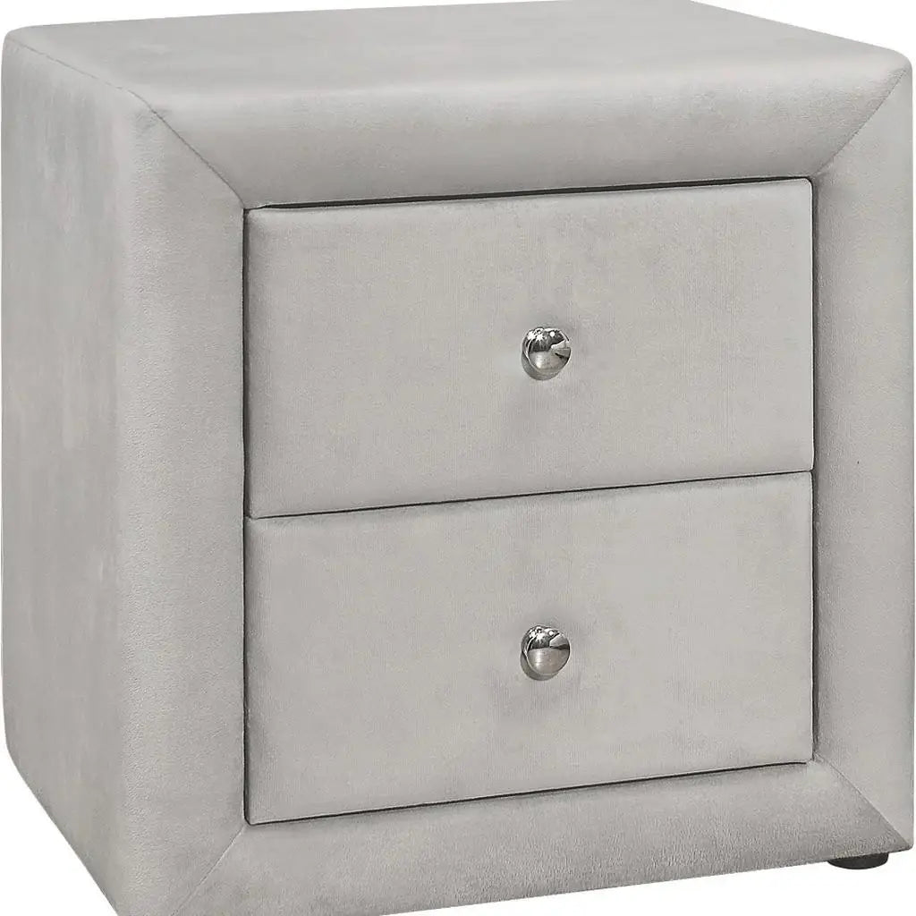 21" Light Gray Velvet Two Drawer Nightstand - Homeroots - Flyclothing LLC