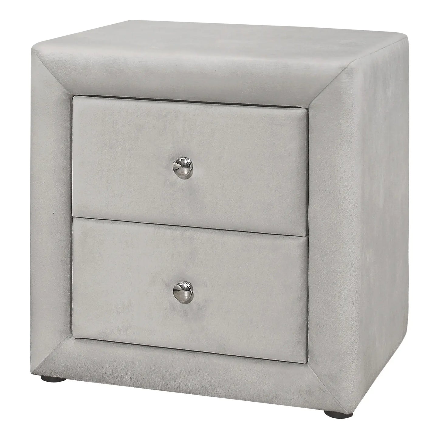 21" Light Gray Velvet Two Drawer Nightstand - Homeroots - Flyclothing LLC