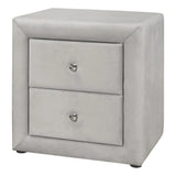 21" Light Gray Velvet Two Drawer Nightstand - Homeroots - Flyclothing LLC