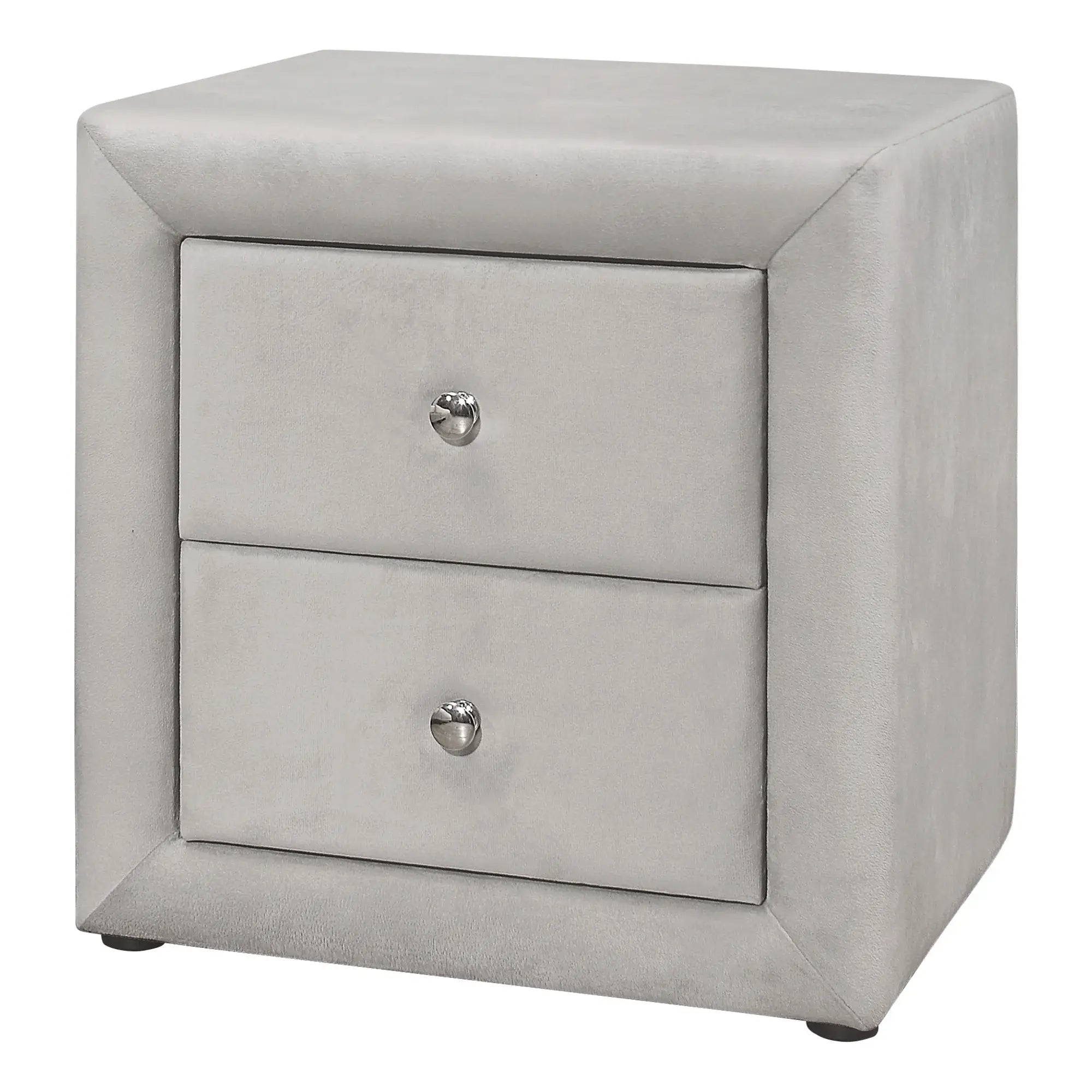 21" Light Gray Velvet Two Drawer Nightstand - Homeroots - Flyclothing LLC