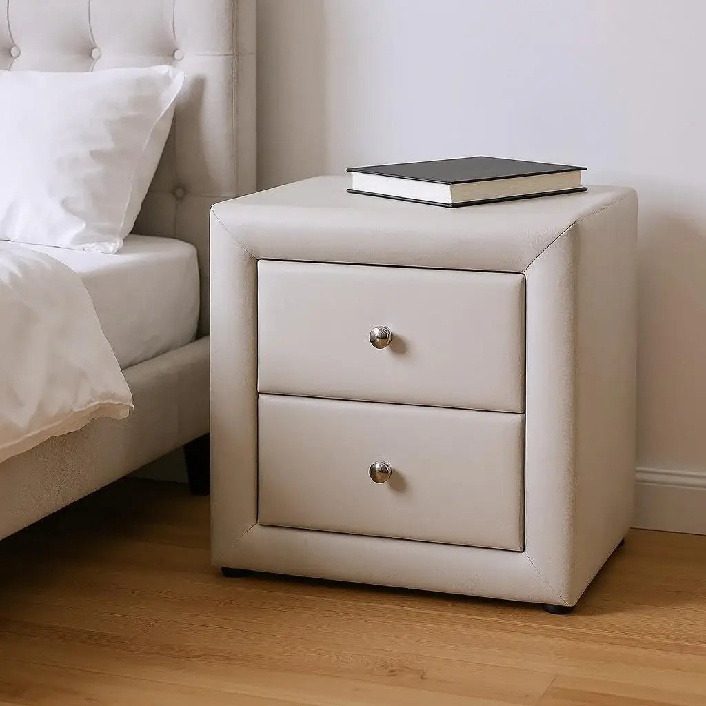 21" Light Gray Velvet Two Drawer Nightstand - Homeroots - Flyclothing LLC