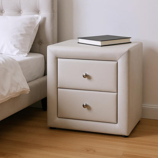 21" Light Gray Wood Two Drawer Nightstand