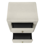 21" Beige Linen Blend Two Drawer Nightstand - Homeroots - Flyclothing LLC