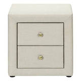 21" Beige Linen Blend Two Drawer Nightstand - Homeroots - Flyclothing LLC