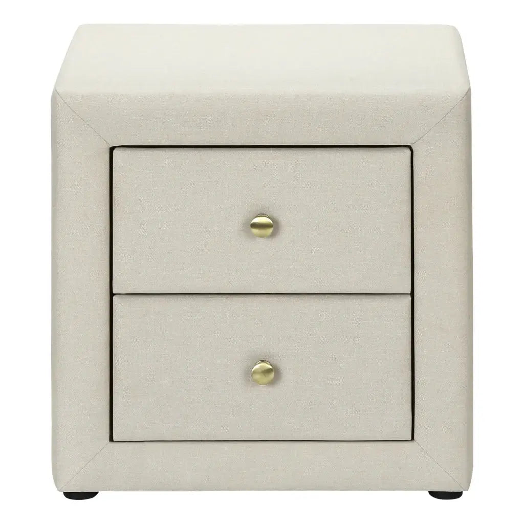 21" Beige Linen Blend Two Drawer Nightstand - Homeroots - Flyclothing LLC