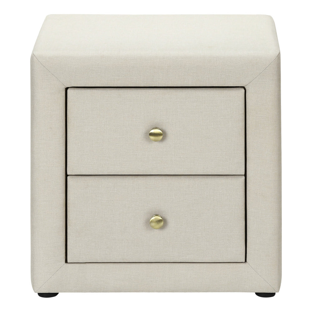 21" Beige Wood Two Drawer Nightstand