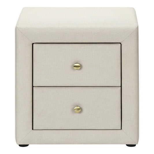 21" Beige Wood Two Drawer Nightstand