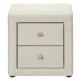 21" Beige Wood Two Drawer Nightstand
