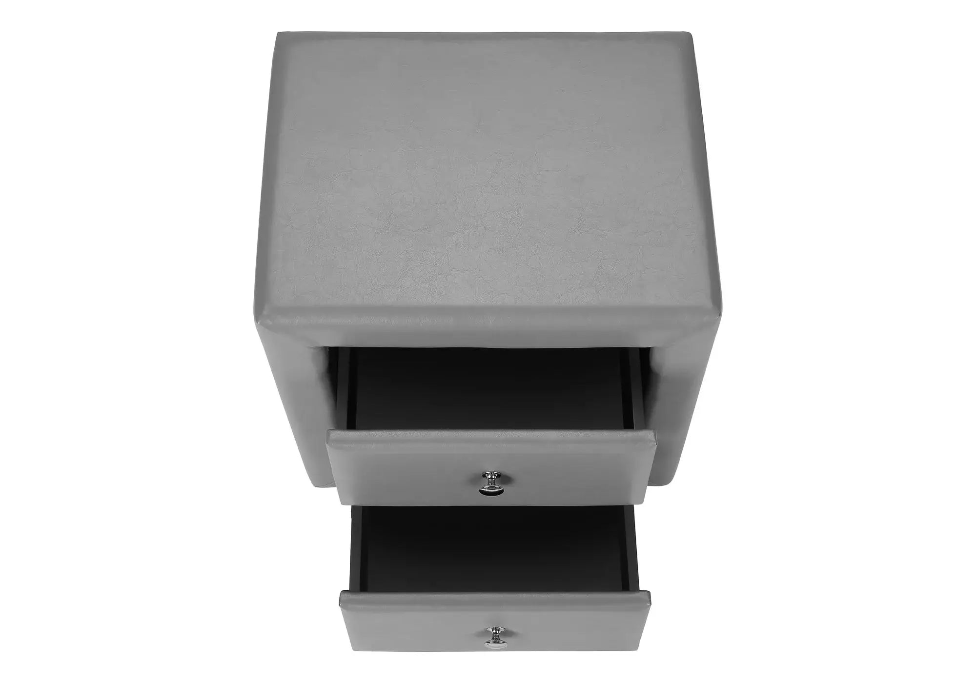 21" Gray Faux Leather Two Drawer Nightstand - Homeroots - Flyclothing LLC