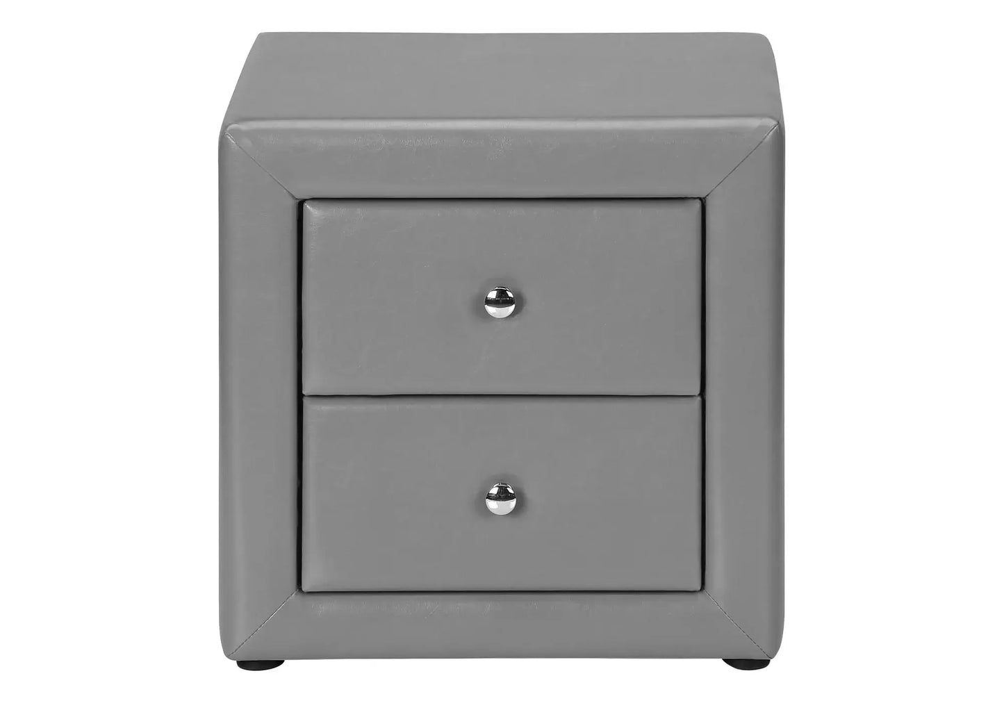 21" Gray Faux Leather Two Drawer Nightstand - Homeroots - Flyclothing LLC