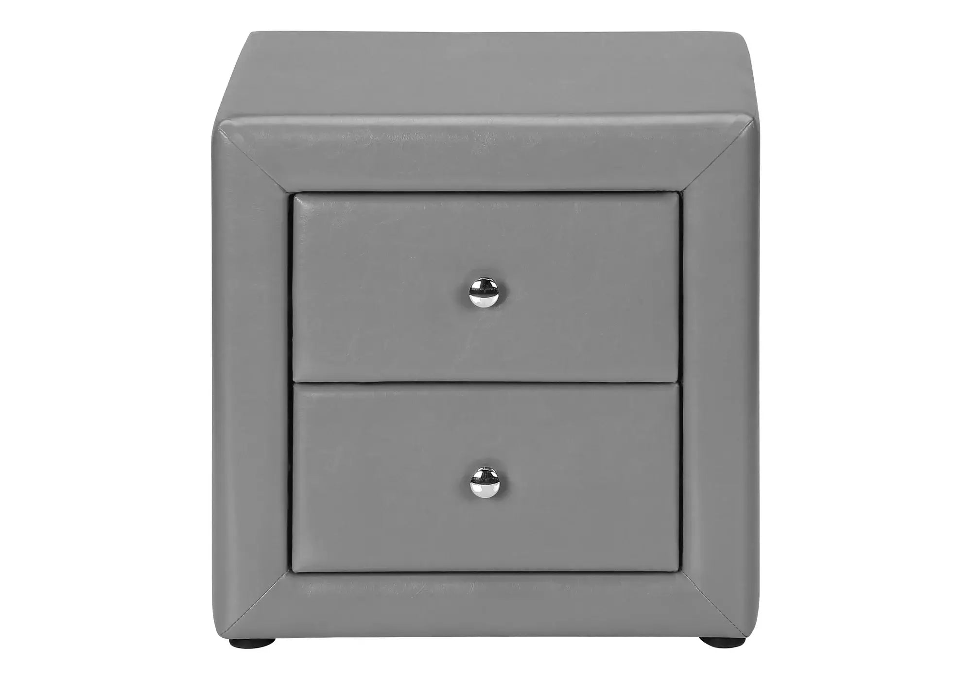 21" Gray Faux Leather Two Drawer Nightstand - Homeroots - Flyclothing LLC