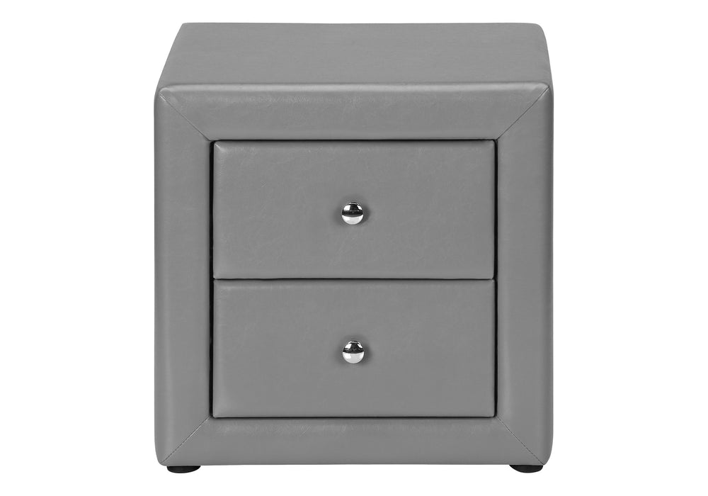 21" Gray Wood Two Drawer Nightstand