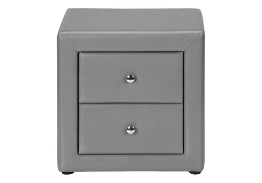 21" Gray Wood Two Drawer Nightstand