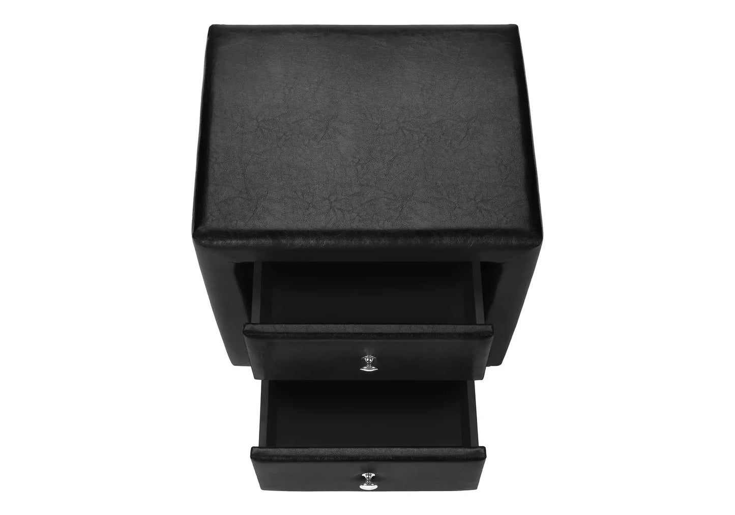 21" Black Faux Leather Two Drawer Nightstand - Homeroots - Flyclothing LLC