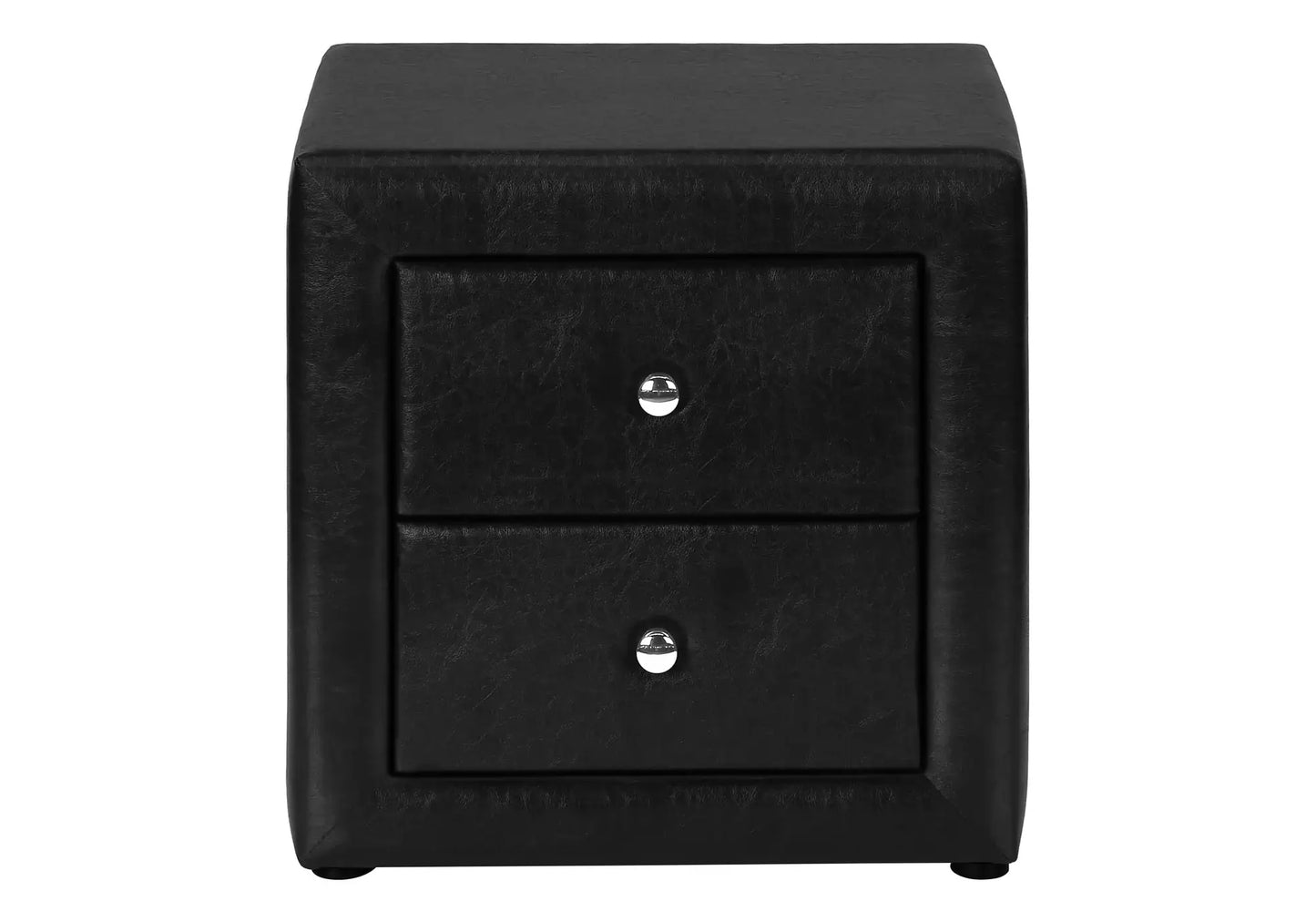 21" Black Faux Leather Two Drawer Nightstand - Homeroots - Flyclothing LLC