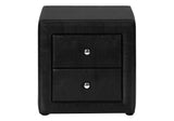 21" Black Faux Leather Two Drawer Nightstand - Homeroots - Flyclothing LLC