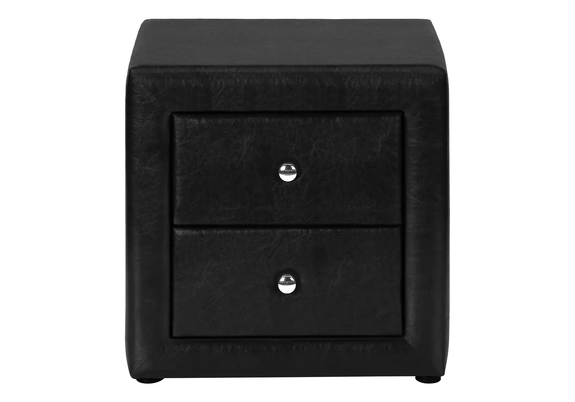 21" Black Faux Leather Two Drawer Nightstand - Homeroots - Flyclothing LLC