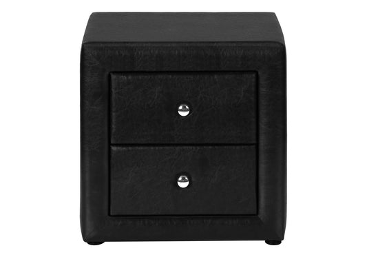 21" Black Wood Two Drawer Nightstand