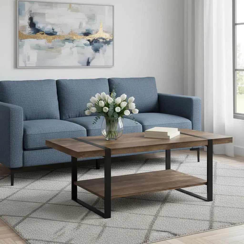 47" Brown And Black Coffee Table With Shelf - Homeroots - Flyclothing LLC