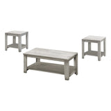 Set Of Three 42" Gray Rectangular Coffee Table With Three Shelves - Homeroots - Flyclothing LLC