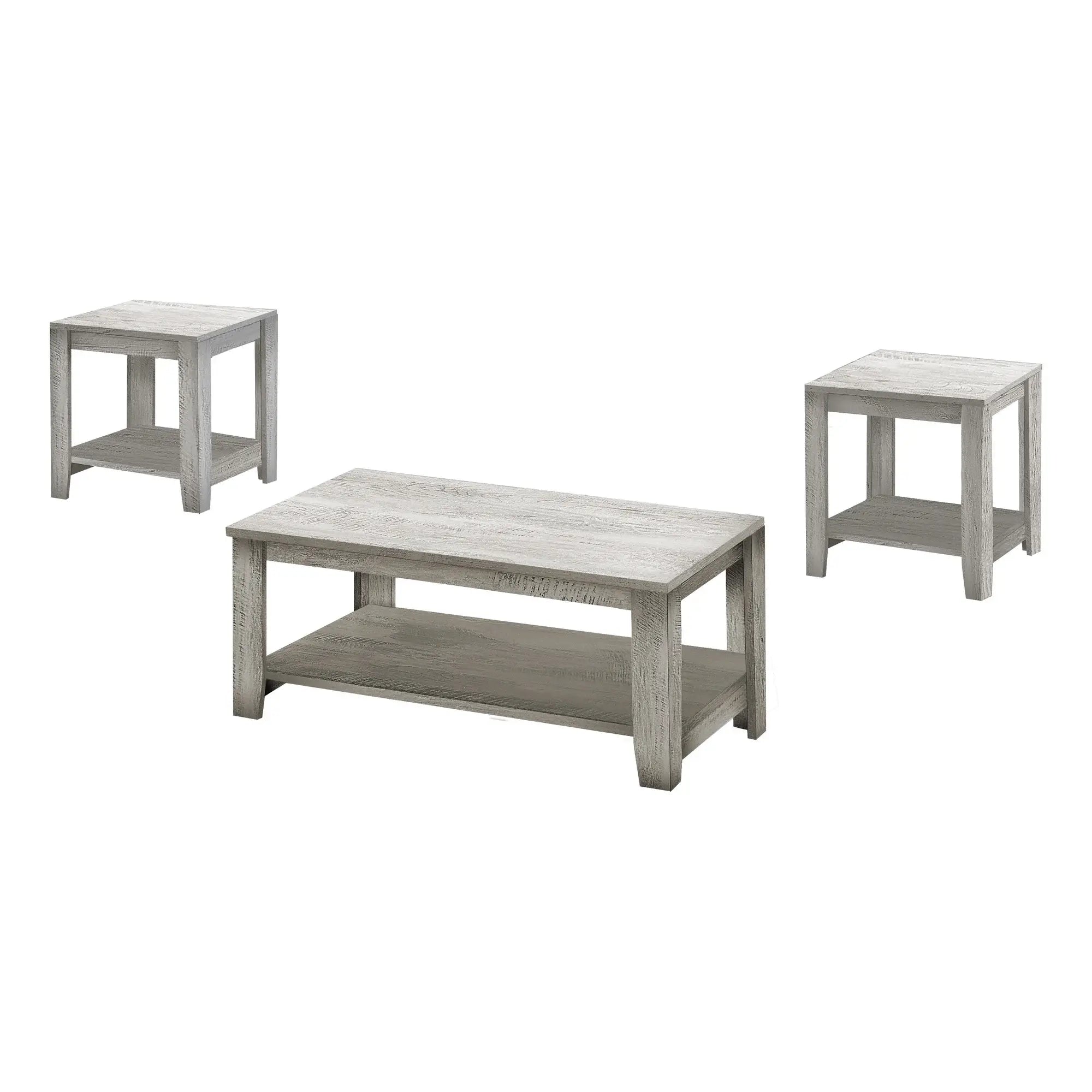 Set Of Three 42" Gray Rectangular Coffee Table With Three Shelves - Homeroots - Flyclothing LLC