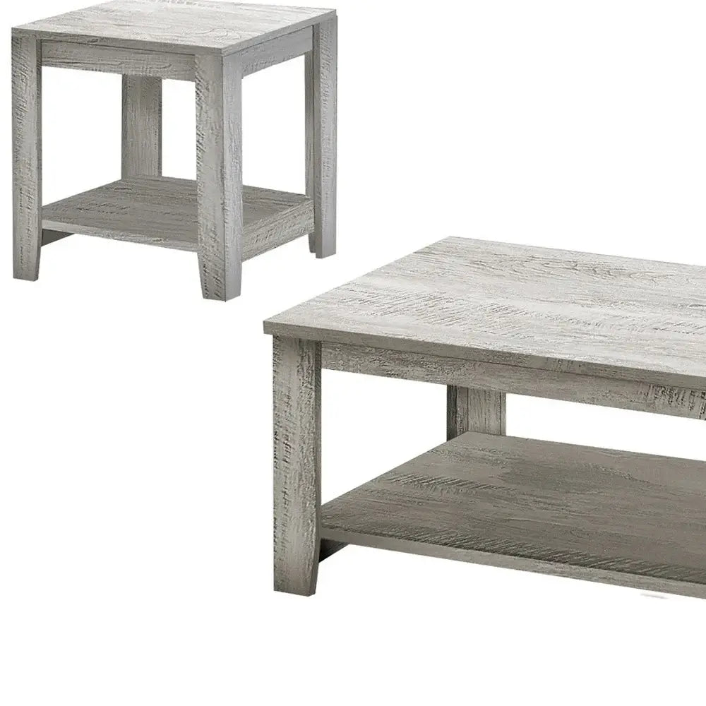 Set Of Three 42" Gray Rectangular Coffee Table With Three Shelves - Homeroots - Flyclothing LLC