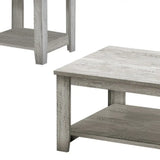Set Of Three 42" Gray Rectangular Coffee Table With Three Shelves - Homeroots - Flyclothing LLC