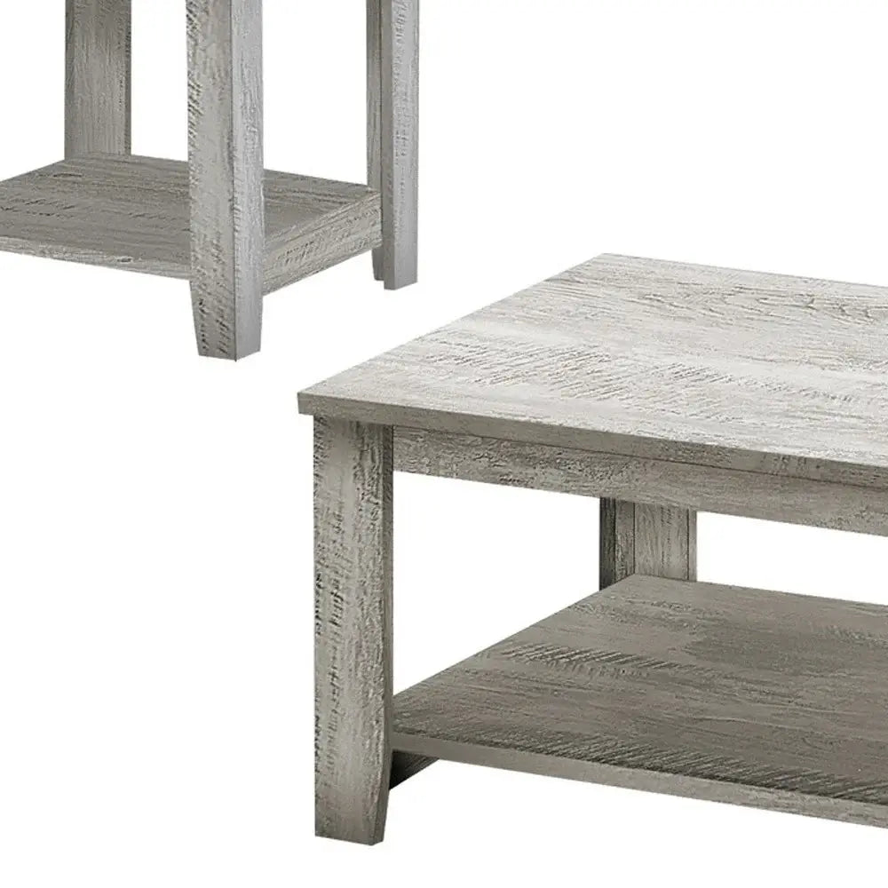 Set Of Three 42" Gray Rectangular Coffee Table With Three Shelves - Homeroots - Flyclothing LLC