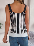 Openwork Striped V-Neck Tank - Trendsi - Flyclothing LLC