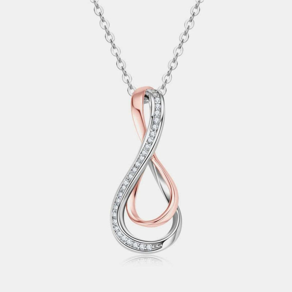 925 Sterling Silver Inlaid Moissanite Infinity Pendant Necklace - Trendsi - Flyclothing LLC