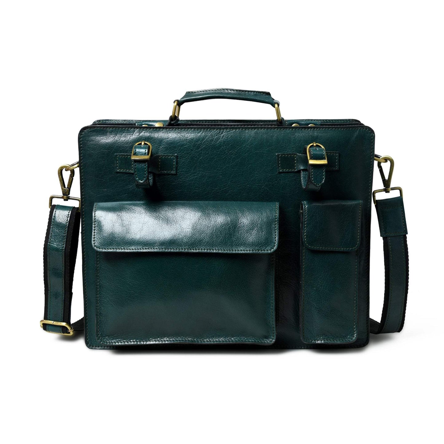 Tuscany Italian Leather Briefcase, Green - Classy Leather Bags - Flyclothing LLC