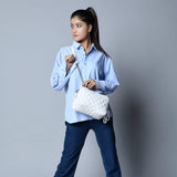 Mini Quilted Crossbody Bag, White - Classy Leather Bags - Flyclothing LLC