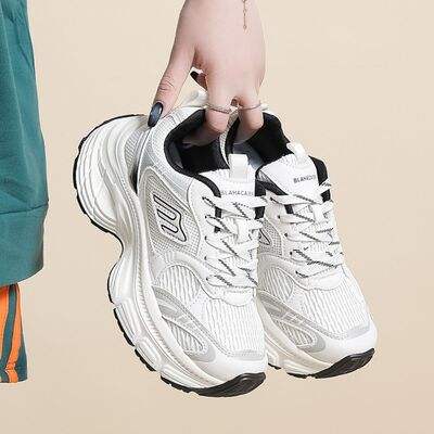 Letter Lace-Up Round Toe Athletic Shoes - Trendsi - Flyclothing LLC