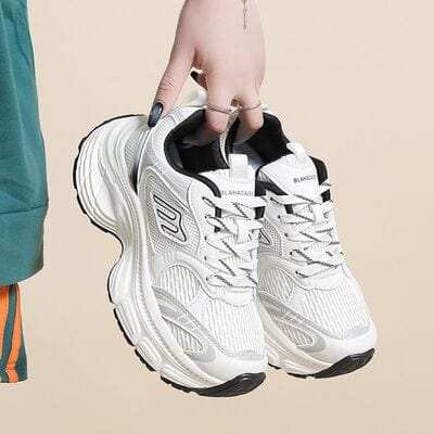 Letter Lace-Up Round Toe Athletic Shoes - Trendsi - Flyclothing LLC