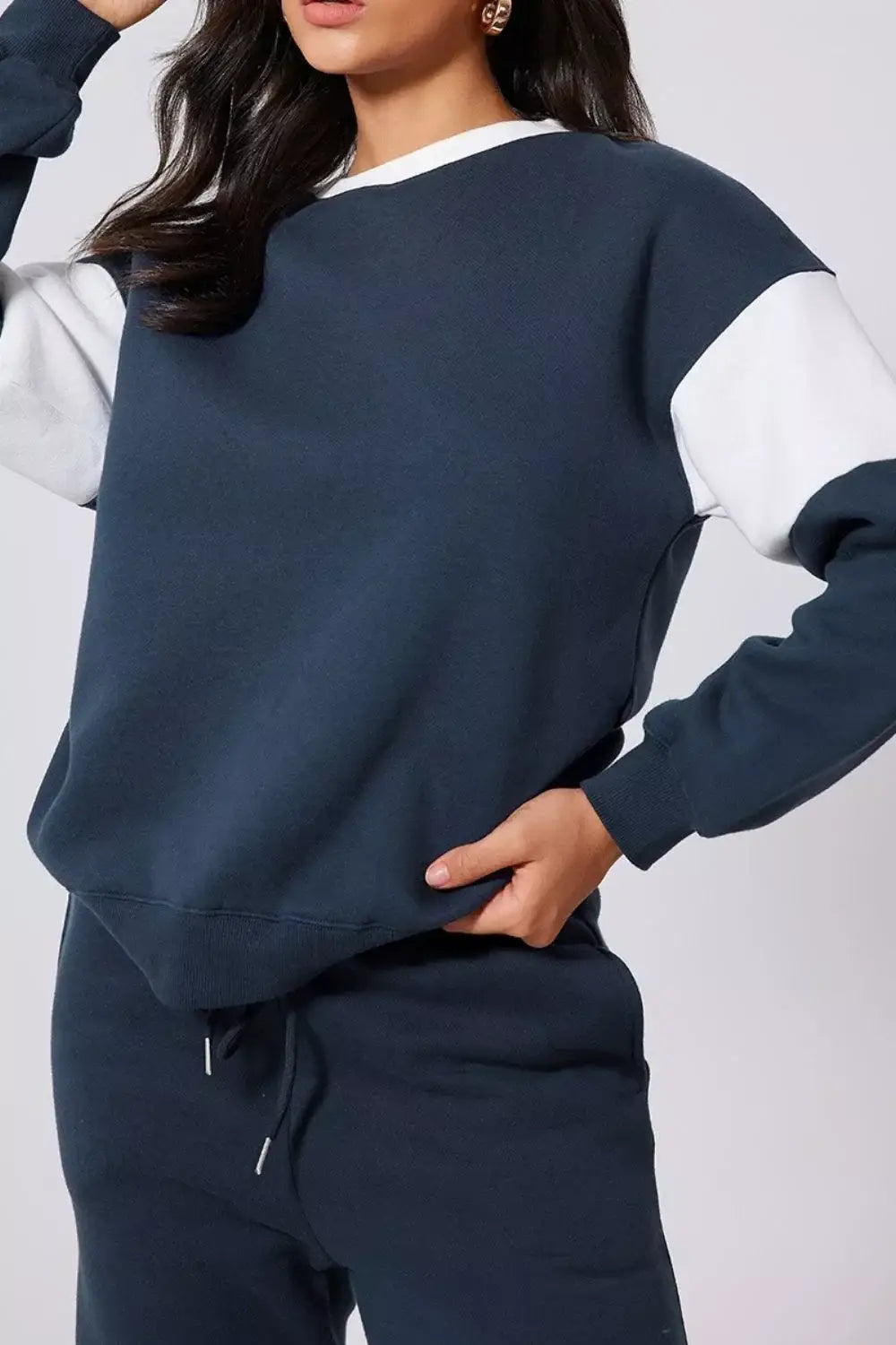 Drop Shoulder Loose Sweatshirt and Joggers Active Set - Trendsi - Flyclothing LLC