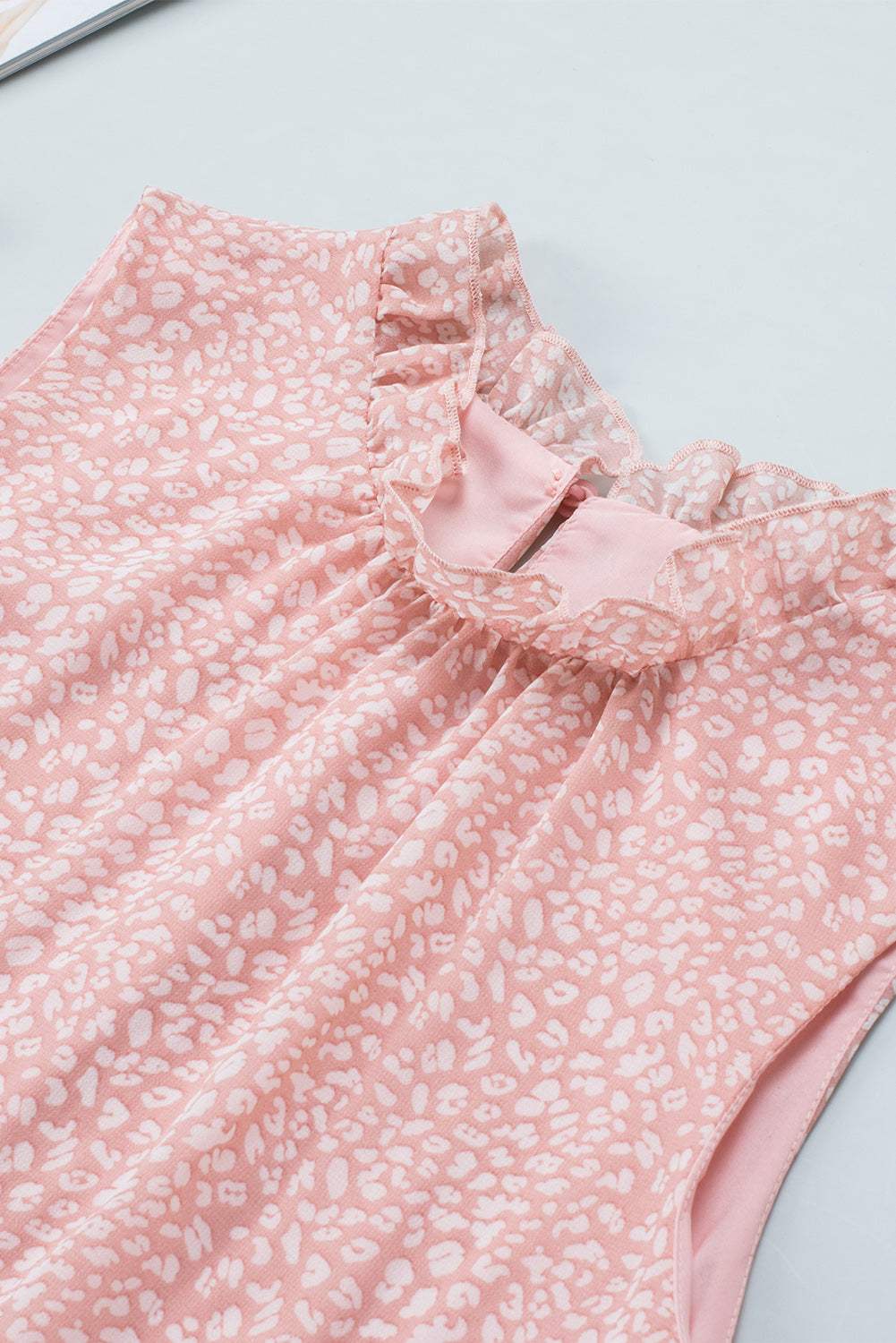 Frill Printed Round Neck Tank - Trendsi - Flyclothing LLC