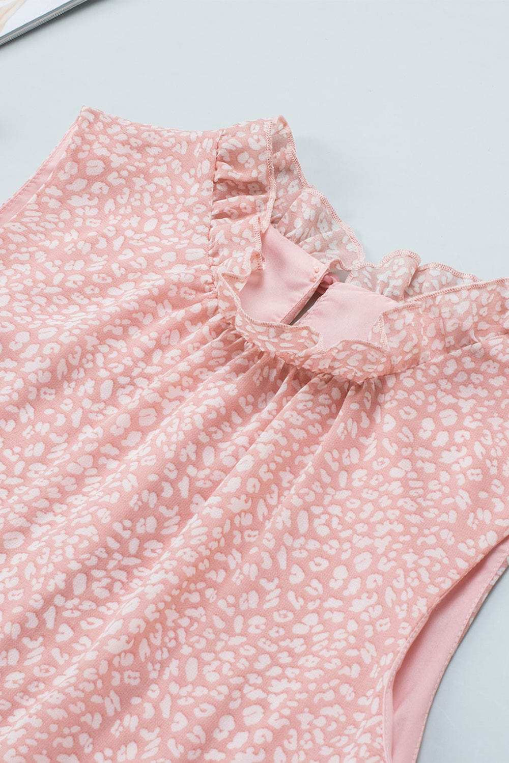 Frill Printed Round Neck Tank - Trendsi - Flyclothing LLC